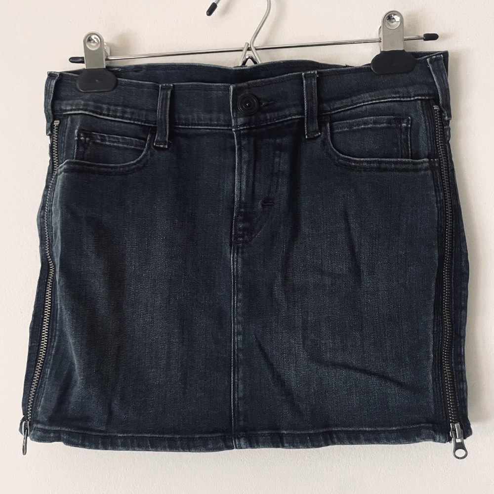 Skargorn W25 Faded Black Wash/Shadowland Double Side-Zip Denim Miniskirt